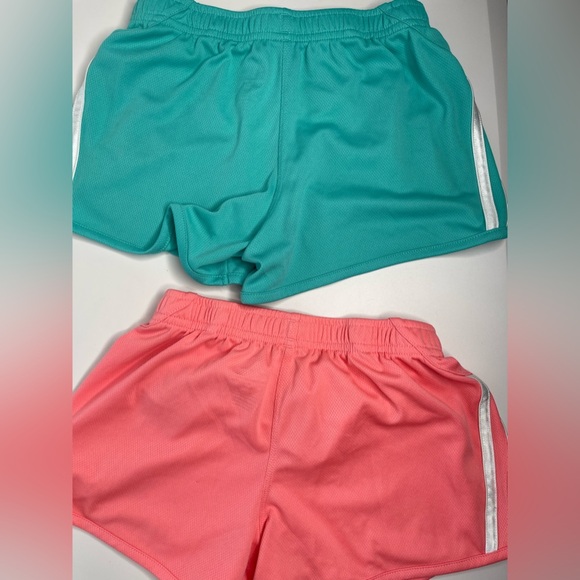 adidas Girls' 3S Pacer Mesh Shorts- Pink and Blue - Picture 3 of 5